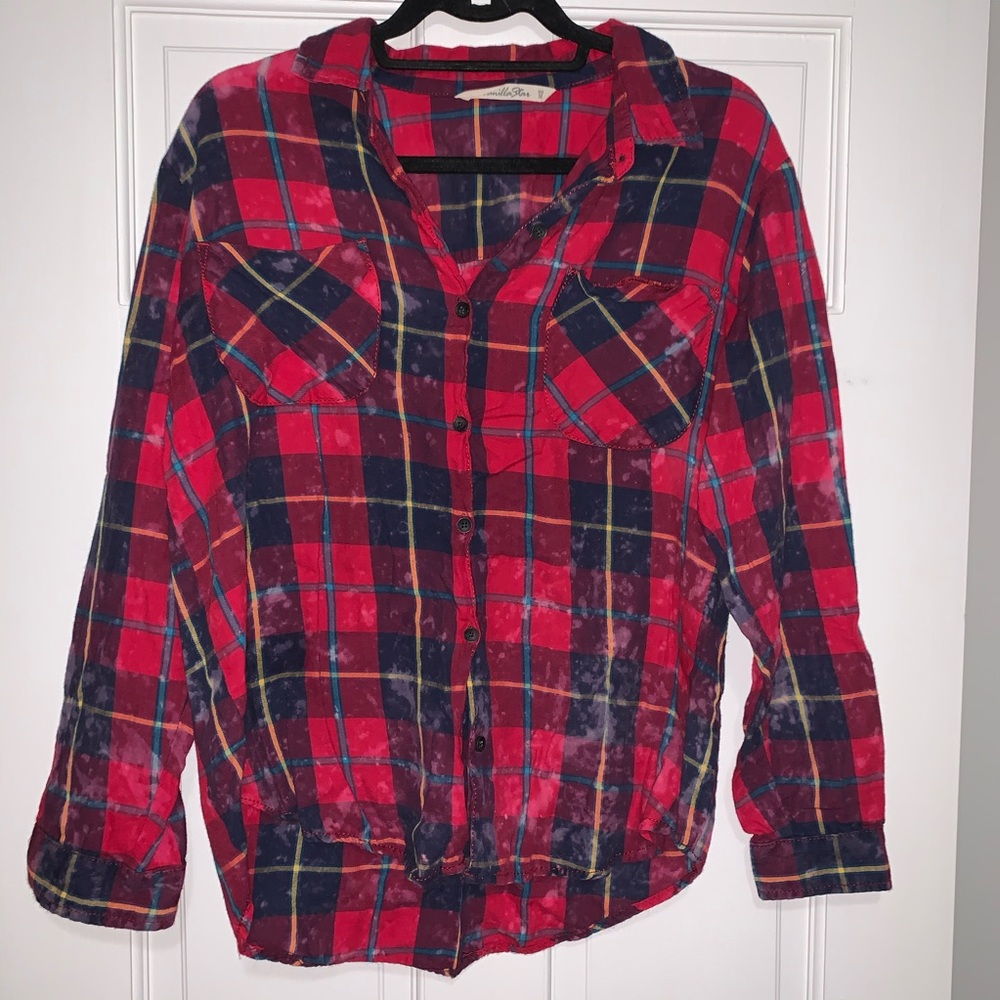 Vanilla Star Acid Bleach Plaid Shirt